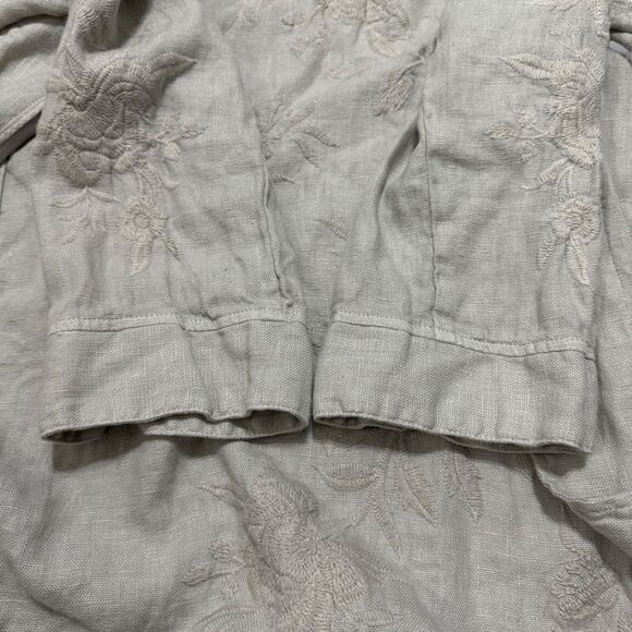 Johnny Was Sadie Heavy Linen Coat Gray Women’s Open Front Long Jacket Size M/L - Picture 12 of 14